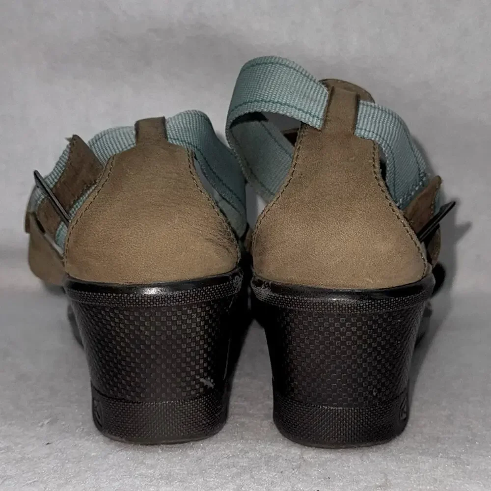 Women’s Keen Strappy Sandals Wedges Arch Support Teal & Taupe 7.5 Ankle Strap